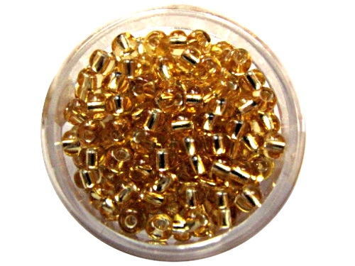 Rocailles CZ Silbereinzug, klar, gold, 4,5mm, 17g (0,12€/g)